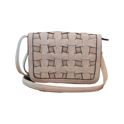 Afbeeldingen van Handtas- Gevlochten leer Beige