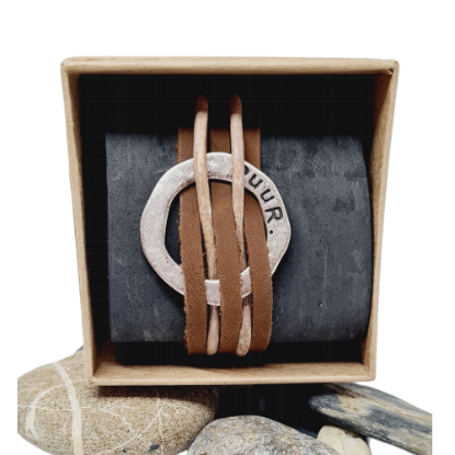 Afbeeldingen van Armband - Puur Bruin leer Ring