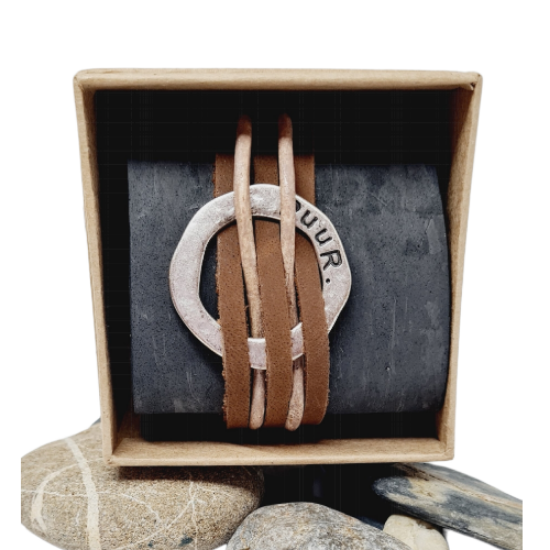 Afbeeldingen van Armband - Puur Bruin leer Ring