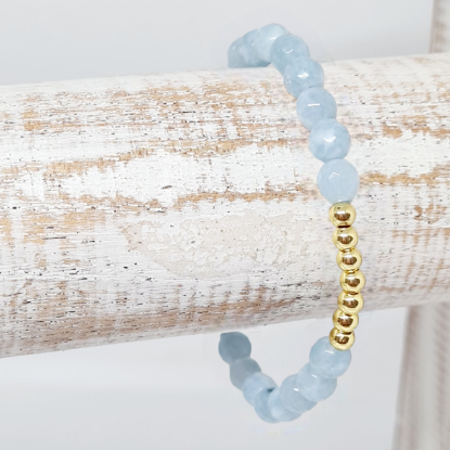 Afbeeldingen van Armbandje- Facet halfedelsteen blauw 