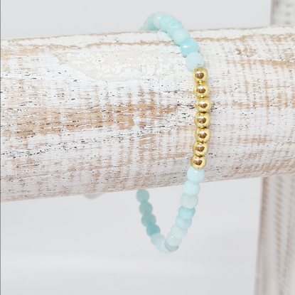 Afbeeldingen van Armbandje- Facet halfedelsteen Oceaan blauw