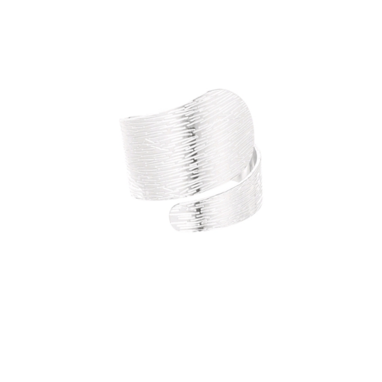 Afbeeldingen van Gedraaide ring met structuur - zilver