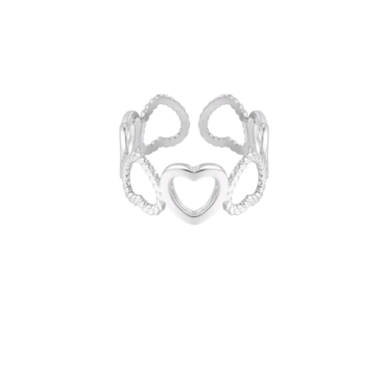 Afbeeldingen van Ring verschillende hartjes - Zilver kleur