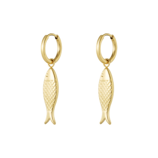 Afbeeldingen van Fish charm oorbellen - Goud kleur