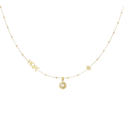 Afbeeldingen van Bolletjes ketting met hope en hangers - Goud kleur