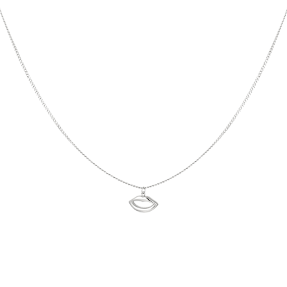 Afbeeldingen van Simpele ketting met lippen bedel - Zilver kleur