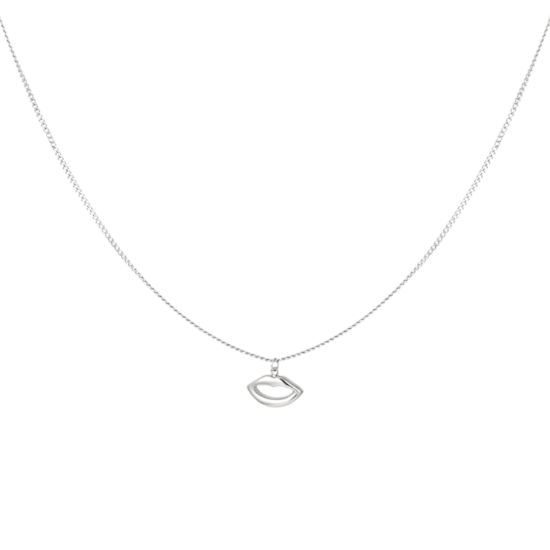 Afbeeldingen van Simpele ketting met lippen bedel - Zilver kleur