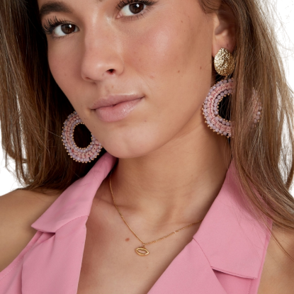 Afbeeldingen van Simpele ketting met lippen bedel - Goud kleur 