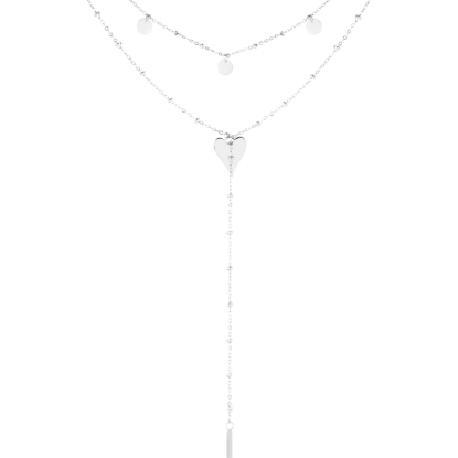 Afbeeldingen van Ketting lang in het midden met cirkels - Zilver kleur