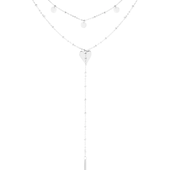Afbeeldingen van Ketting lang in het midden met cirkels - Zilver kleur