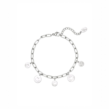 Afbeeldingen van Armband meerdere smileys Zilver Stainless Steel