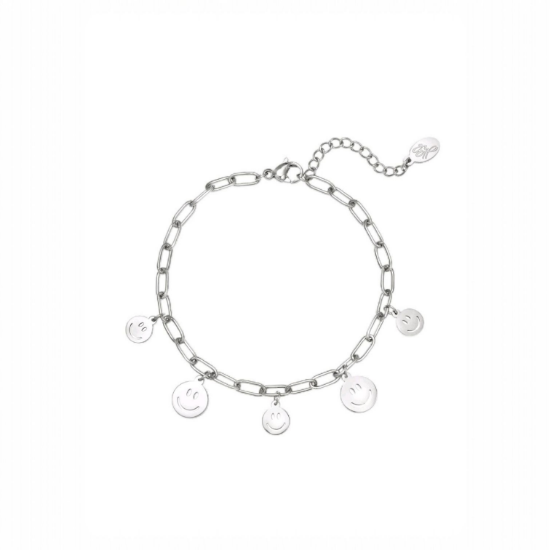 Afbeeldingen van Armband meerdere smileys Zilver Stainless Steel