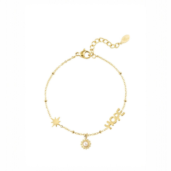 Afbeeldingen van Cute strik met kralen armband - Goud kleur 