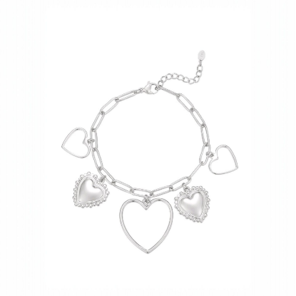 Afbeeldingen van Open hearts armband - Zilver kleur