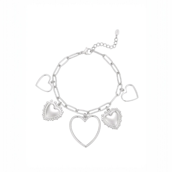Afbeeldingen van Open hearts armband - Zilver kleur
