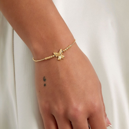 Afbeeldingen van Dubbele armband met strik en parels - Zilver kleur