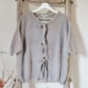 Afbeeldingen van Gebreid vest met striksluiting en korte mouwen - beige