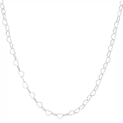Afbeeldingen van Hartjes schakel ketting kort zilver
