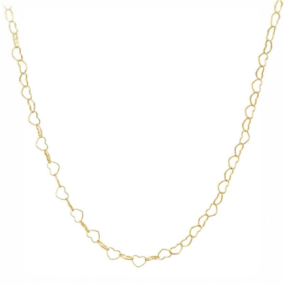 Afbeeldingen van Hartjes schakel ketting lang goud