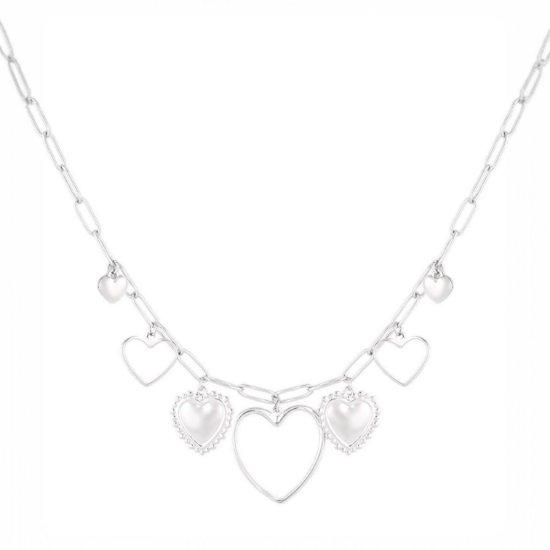 Afbeeldingen van Open hearts ketting zilver