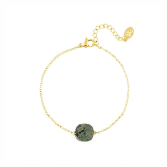 Afbeeldingen van Armband met natuursteen donkersteen groen