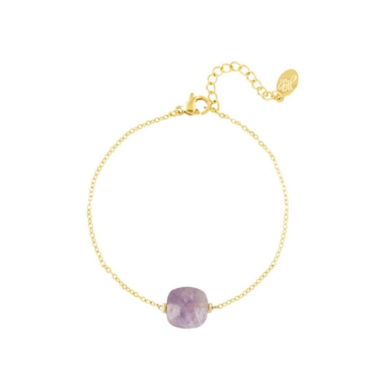 Afbeeldingen van Armband met natuursteen paars