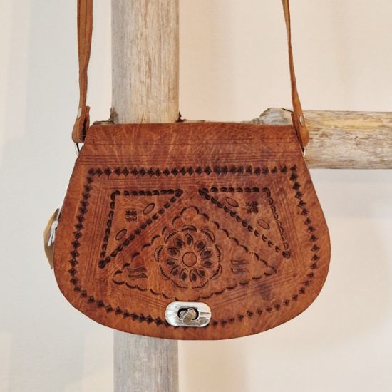 Afbeeldingen van Boho Tas leer camel