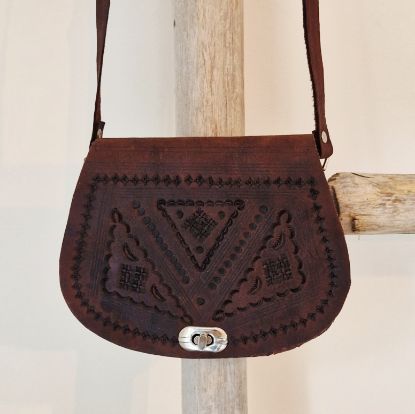 Afbeeldingen van Boho Tas leer cognac