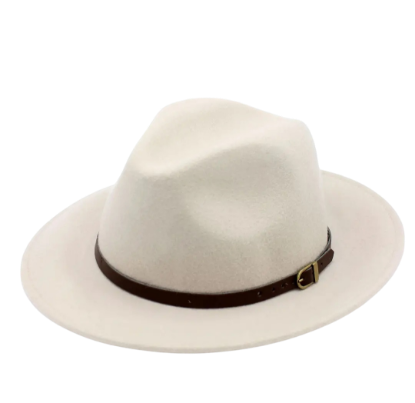 Afbeeldingen van Klassieke wollen Fedora hoed room wit