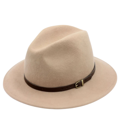 Afbeeldingen van Klassieke wollen Fedora hoed beige