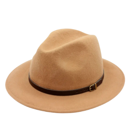 Afbeeldingen van Klassieke wollen Fedora hoed camel