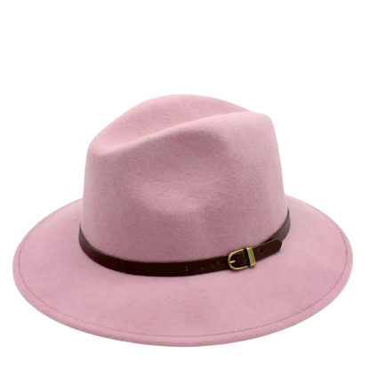Afbeeldingen van Klassieke wollen Fedora hoed oud rose/lila