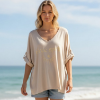 Afbeeldingen van Free Spirit katoenen top met lange mouwen  beige