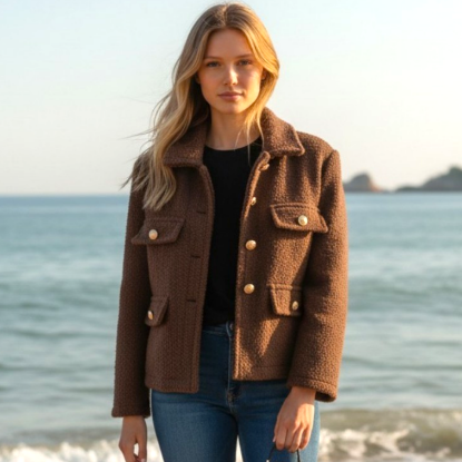 Afbeeldingen van Jas Bouclette bruin