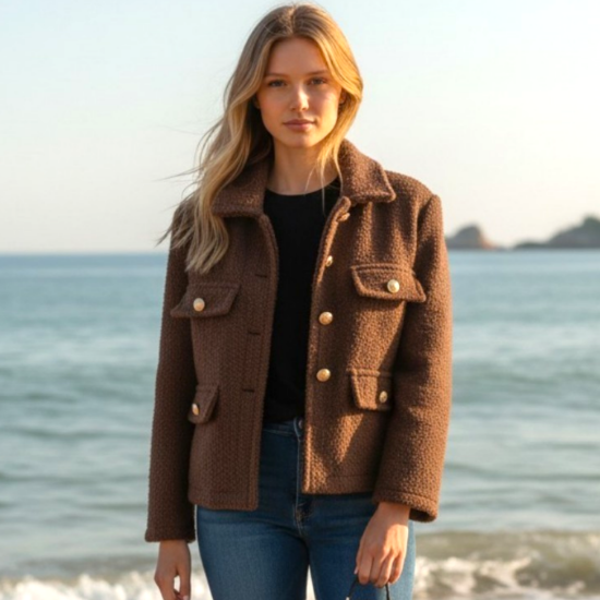 Afbeeldingen van Jas Bouclette bruin