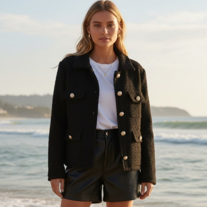 Afbeeldingen van Jas Bouclette zwart