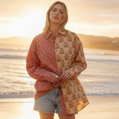 Afbeeldingen van La Loca blousejurk pink flower 