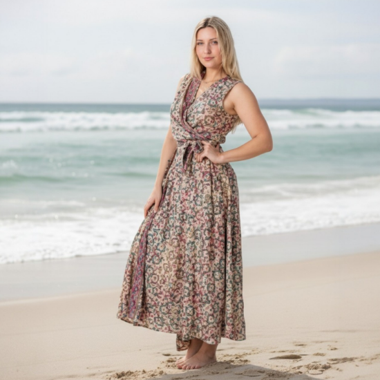 Afbeeldingen van Lange wikkel zomerjurk 