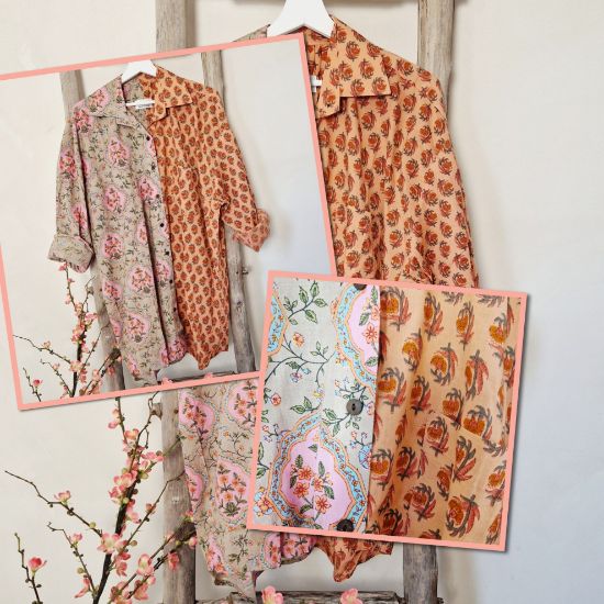 Afbeeldingen van Ibza blousejurk pistache  flower 