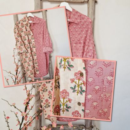 Afbeeldingen van Ibiza blousejurk pink flower 