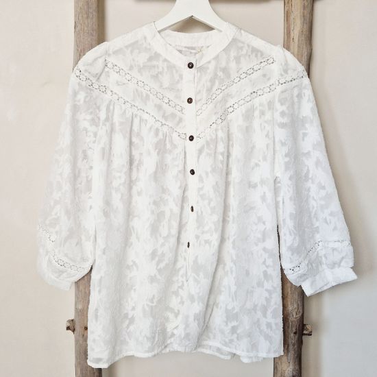 Afbeeldingen van Bloemenblouse wit