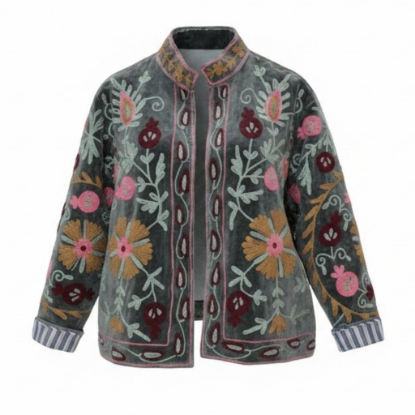 Afbeeldingen van Suzani velvet blauw bloemenpracht 