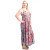 Afbeeldingen van Plus size lange jurk met lichtblauwe achtergrond en rode print