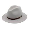 Afbeeldingen van Klassieke wollen Fedora hoed licht grijs
