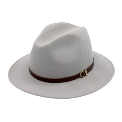 Afbeeldingen van Klassieke wollen Fedora hoed licht grijs