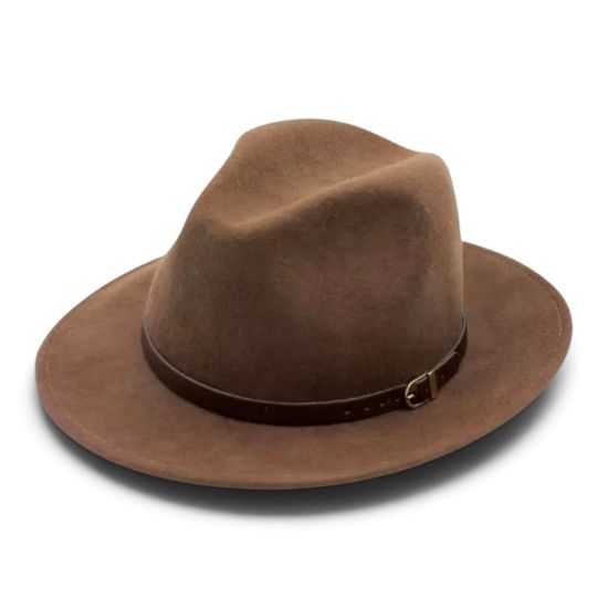 Afbeeldingen van Klassieke wollen Fedora hoed bever bruin
