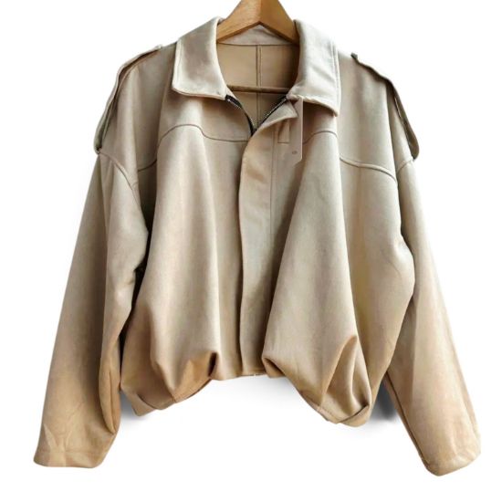 Afbeeldingen van Suède jas beige