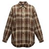 Afbeeldingen van Oversized geruit overhemd met strasssteentjes bruin