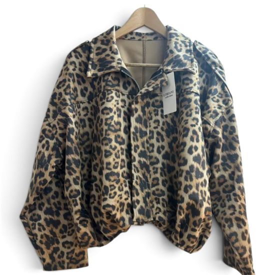 Afbeeldingen van Suède jas panter camel
